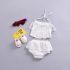 2 Pieces Summer Ivory Ruffle Lace Detail Top + Wave Lace Detail Shorts Skirt Clothes Set fashionable Baby Girls Outfit