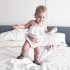 2 Pieces Summer Ivory Ruffle Lace Detail Top + Wave Lace Detail Shorts Skirt Clothes Set fashionable Baby Girls Outfit