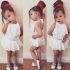 2 Pieces Summer Ivory Ruffle Lace Detail Top + Wave Lace Detail Shorts Skirt Clothes Set fashionable Baby Girls Outfit