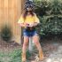 2 Pieces Summer Mustard Lace Off Shoulder Top + Frayed Hem Denim Short Clothes Set fashionable Girls Outfit