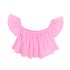 2 Pieces Summer Pink Off Shoulder Top + White Ripped Chino Short Clothes Set fashionable Girls Outfit