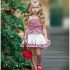 2 Pieces Summer Red And White Check Print Bow Tie Lace Shoulder Detail + Ruffle Hem Layered Skirt Shorts Clothes Set fashionable Girls Outfit