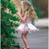 2 Pieces Summer Red And White Check Print Bow Tie Lace Shoulder Detail + Ruffle Hem Layered Skirt Shorts Clothes Set fashionable Girls Outfit