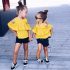 2 Pieces Summer Yellow Mustard Ruffle Top + Black Frayed Hem Chino Short Clothes Set fashionable Girls Outfit