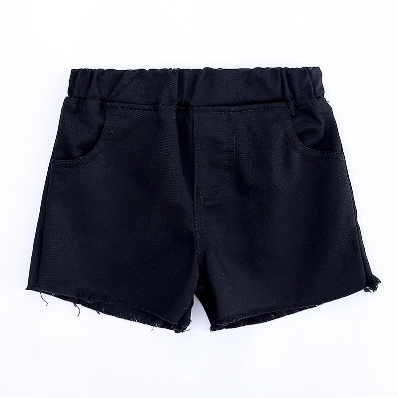 2 Pieces Summer Yellow Mustard Ruffle Top + Black Frayed Hem Chino Short Clothes Set fashionable Girls Outfit