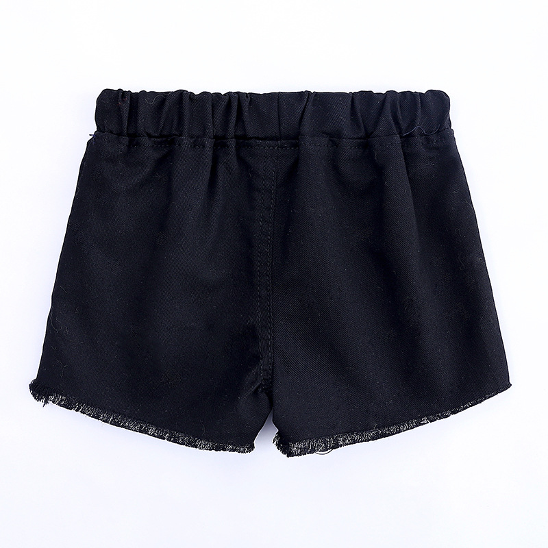 2 Pieces Summer Yellow Mustard Ruffle Top + Black Frayed Hem Chino Short Clothes Set fashionable Girls Outfit