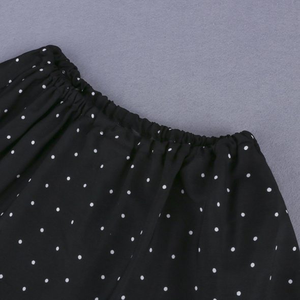 3 Pieces Summer Black Polka Dot Frill Bandeau Top With Matching Headband + Ripped Denim Pants Clothes Set fashionable Girls Outfit
