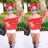 3 Pieces Summer Red Off Shoulder Top With Bow Headband + White Ripped Chino Short Clothes Set fashionable Girls Outfit