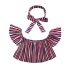 3 Pieces Summer Stripe Off Shoulder Top With Matching Headband + Bow Tie Waist Skirt Clothes Set fashionable Girls Outfit