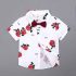 3 Pieces White Yacht Fairing Floral Short Sleeves Shirt + Red Shorts With Belt Clothes Set fashionable Boy Outfit