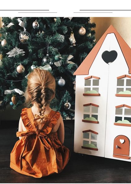 Bow Knot Back Marmalade Ruffle Shoulder Swing Dress Clothes Set fashionable Girls Outfit