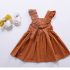 Bow Knot Back Marmalade Ruffle Shoulder Swing Dress Clothes Set fashionable Girls Outfit
