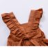 Bow Knot Back Marmalade Ruffle Shoulder Swing Dress Clothes Set fashionable Girls Outfit