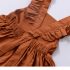 Bow Knot Back Marmalade Ruffle Shoulder Swing Dress Clothes Set fashionable Girls Outfit