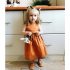 Bow Knot Back Marmalade Ruffle Shoulder Swing Dress Clothes Set fashionable Girls Outfit