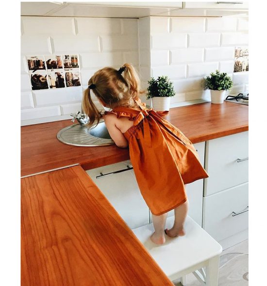 Bow Knot Back Marmalade Ruffle Shoulder Swing Dress Clothes Set fashionable Girls Outfit