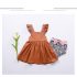 Bow Knot Back Marmalade Ruffle Shoulder Swing Dress Clothes Set fashionable Girls Outfit