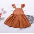 Bow Knot Back Marmalade Ruffle Shoulder Swing Dress Clothes Set fashionable Girls Outfit