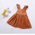 Bow Knot Back Marmalade Ruffle Shoulder Swing Dress Clothes Set fashionable Girls Outfit